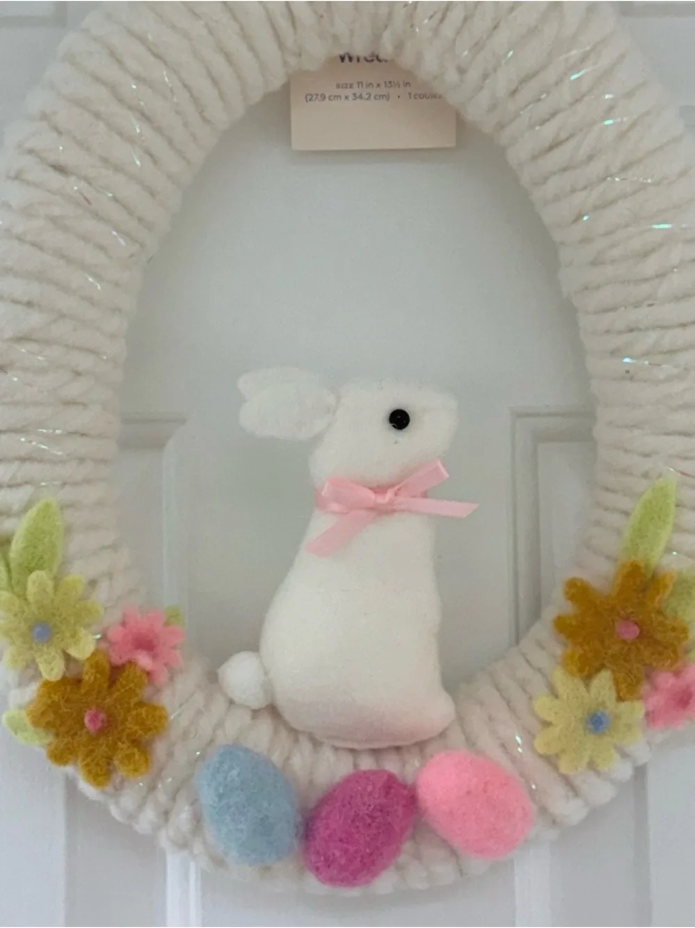 Easter Felt Bunny Floral Ivory Wreath Pastel Accents - Spritz™, Spring 2026